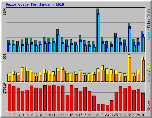 Daily usage for January 2019