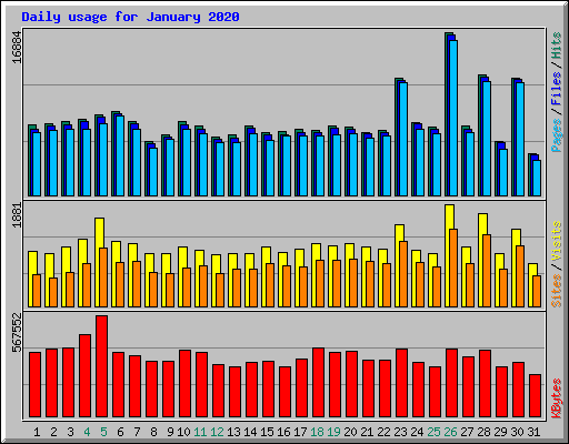 Daily usage for January 2020