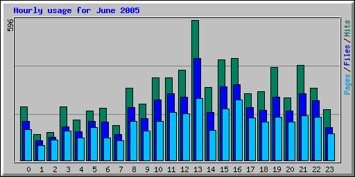 Hourly usage for June 2005