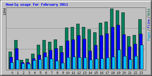 Hourly usage for February 2011